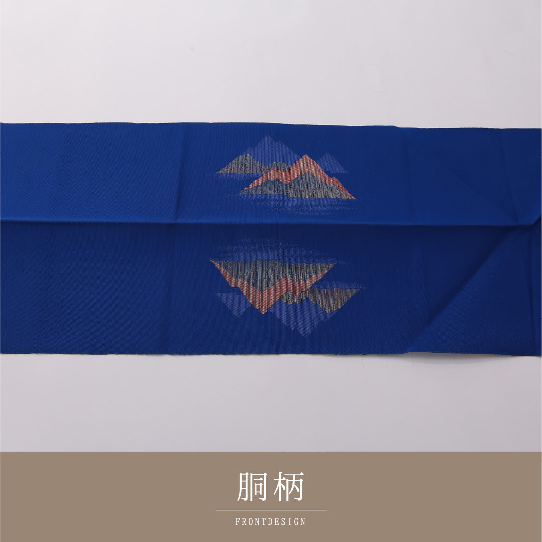 八寸名古屋帯 Aランク 帯丈328cm 正絹 ポイント柄 松葉仕立て 織り インフォーマル ふくれ織 遠山 青系 LP 1245-03313