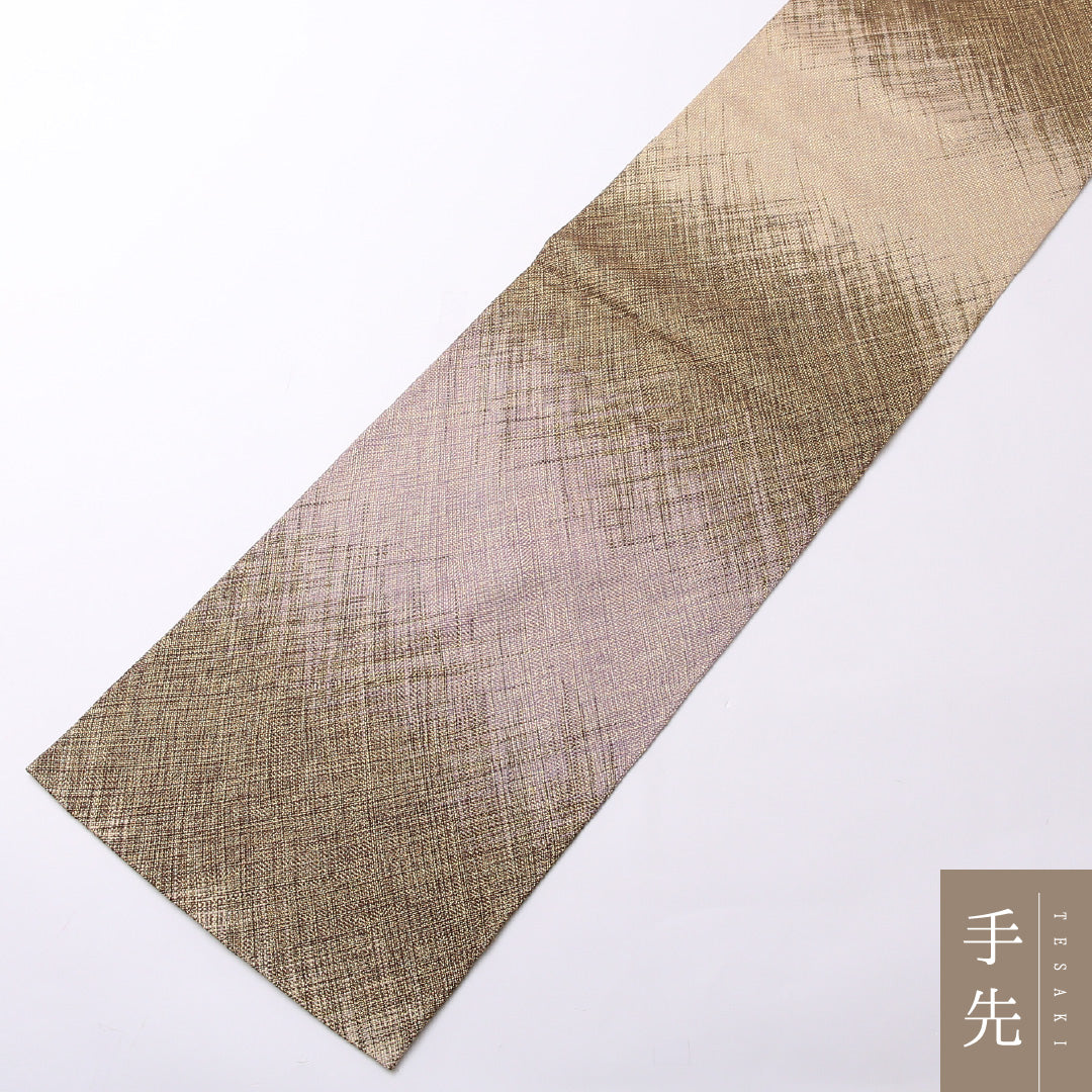 袋帯 帯丈452cm 全通 セミフォーマル Sランク 正絹 創作柄 シック 気品 紫系 1223-01520