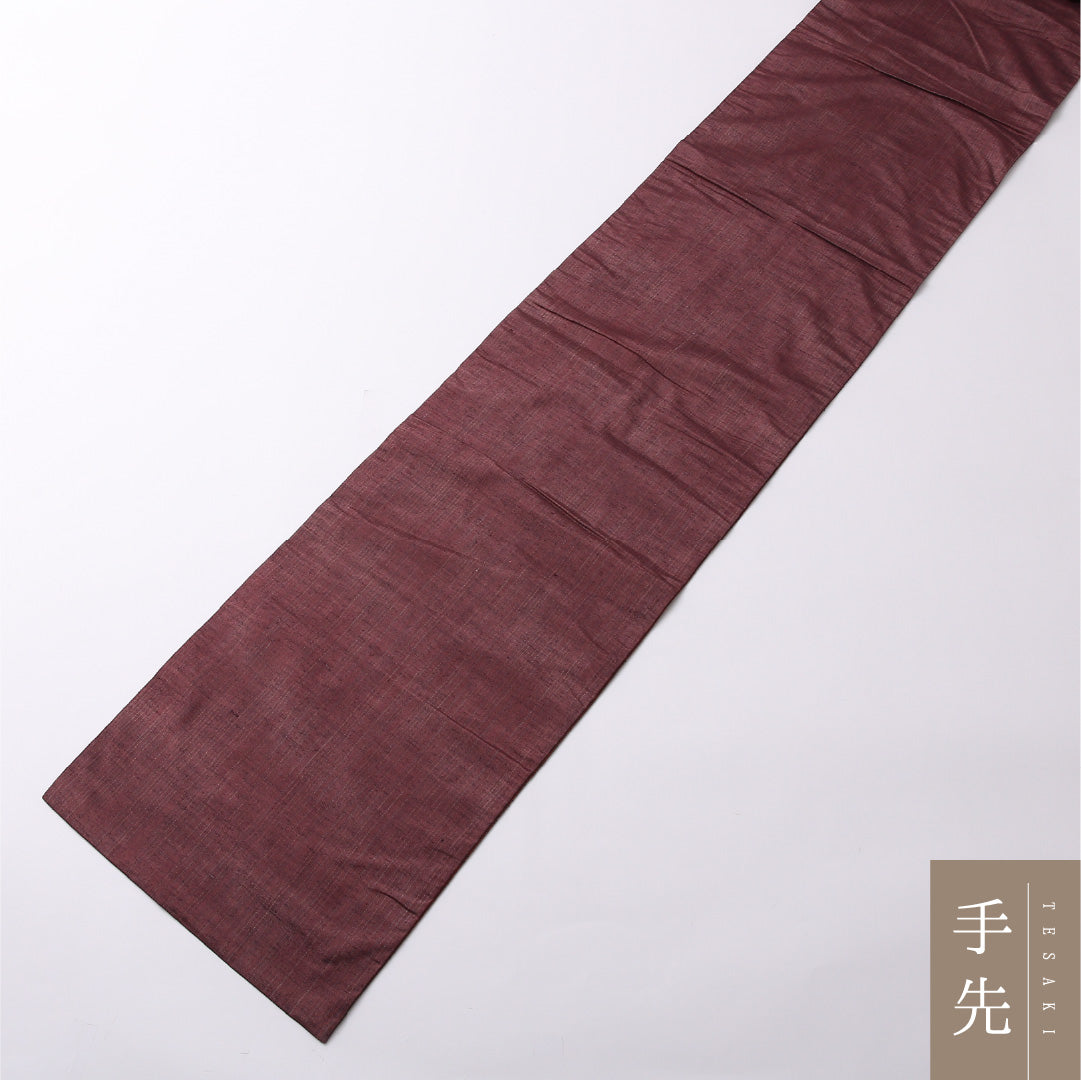九寸名古屋帯 Aランク 帯丈352cm 正絹 ポイント柄 開き仕立て 織り カジュアル リバーシブル 紬 創作柄 紫系 RP 1245-02576