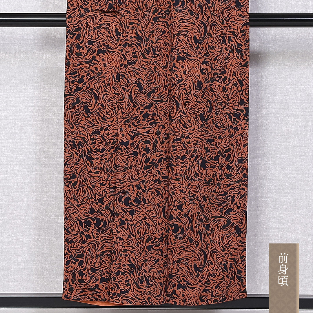 アンティーク 小紋 袷 身丈152cm 裄丈62cm 正絹 Aランク バチ衿 Sサイズ 創作柄 赤系 RP 1221-10873