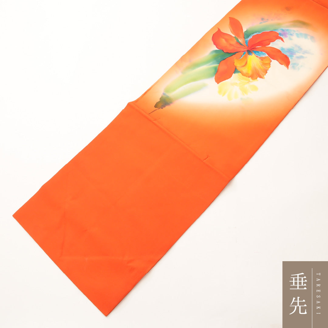 未使用品 九寸名古屋帯 Nランク 帯丈372cm 正絹 ポイント柄 名古屋仕立て 染め インフォーマル 塩瀬 芙蓉 朱地の多色系 RP 1245-02145