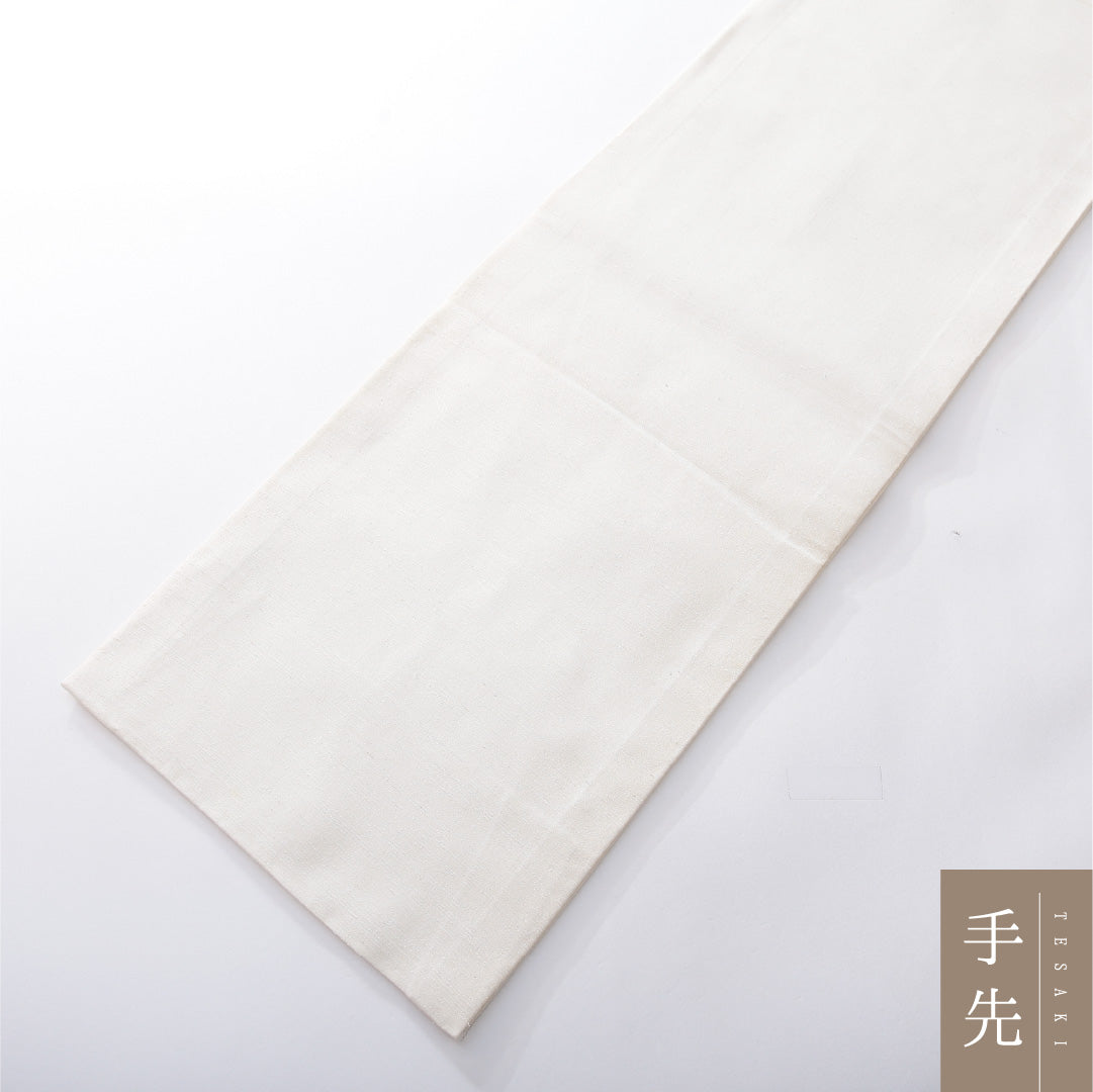 九寸名古屋帯（紬） 帯丈362cm カジュアル 開き仕立て ポイント柄 Bランク 正絹 風景柄 クリーム系 白系 1224-03934