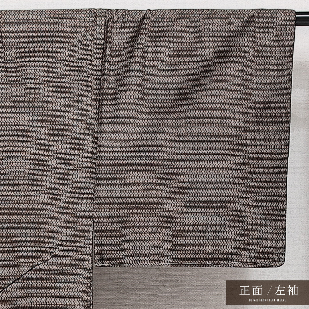 アンサンブル 男着物 (大島紬) 袷 身丈128cm 裄丈66cm 正絹 Aランク インフォーマル 棒衿 XSサイズ 泥染め 有馬 茶系 RP 1224-14534