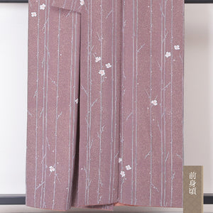 小紋 袷 身丈154cm 裄62.5cm 正絹 桜 紫系 Aランク 1215-02057