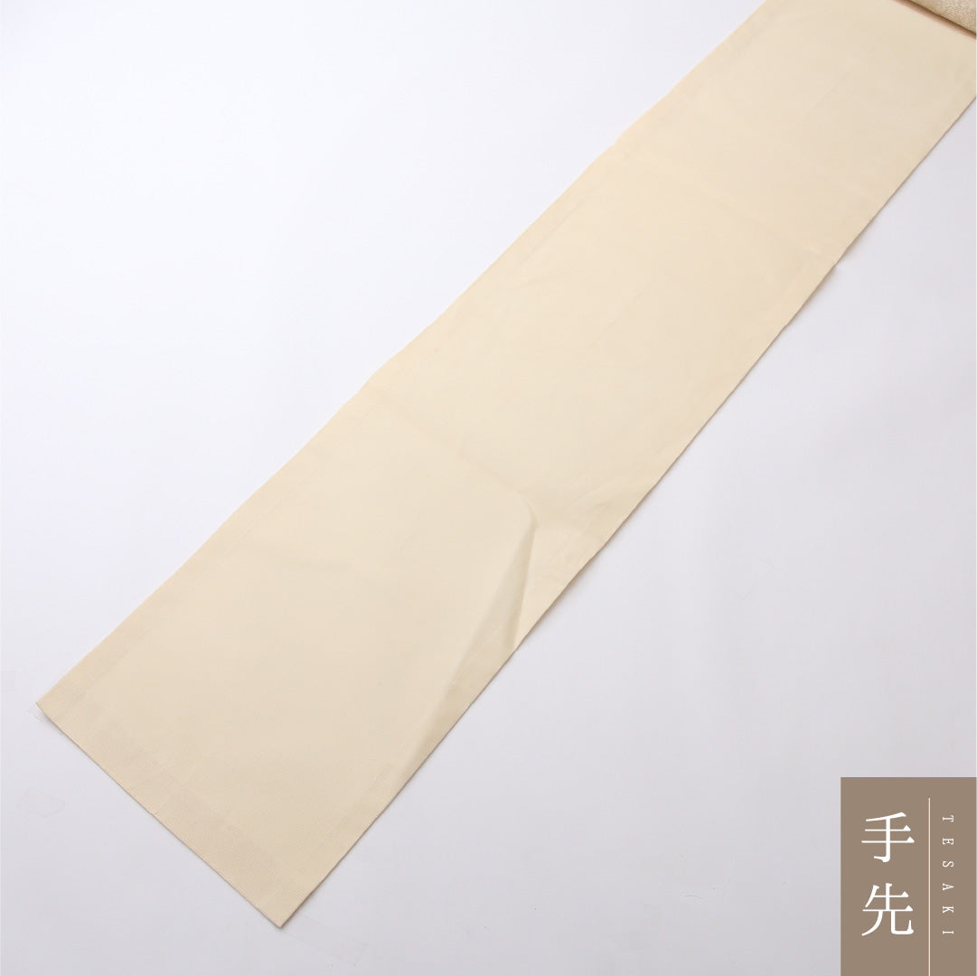 夏物 名古屋帯 六通 帯丈356cm カジュアル Bランク 正絹 紗 綴れ織 花柄 クリーム系 1224-02427