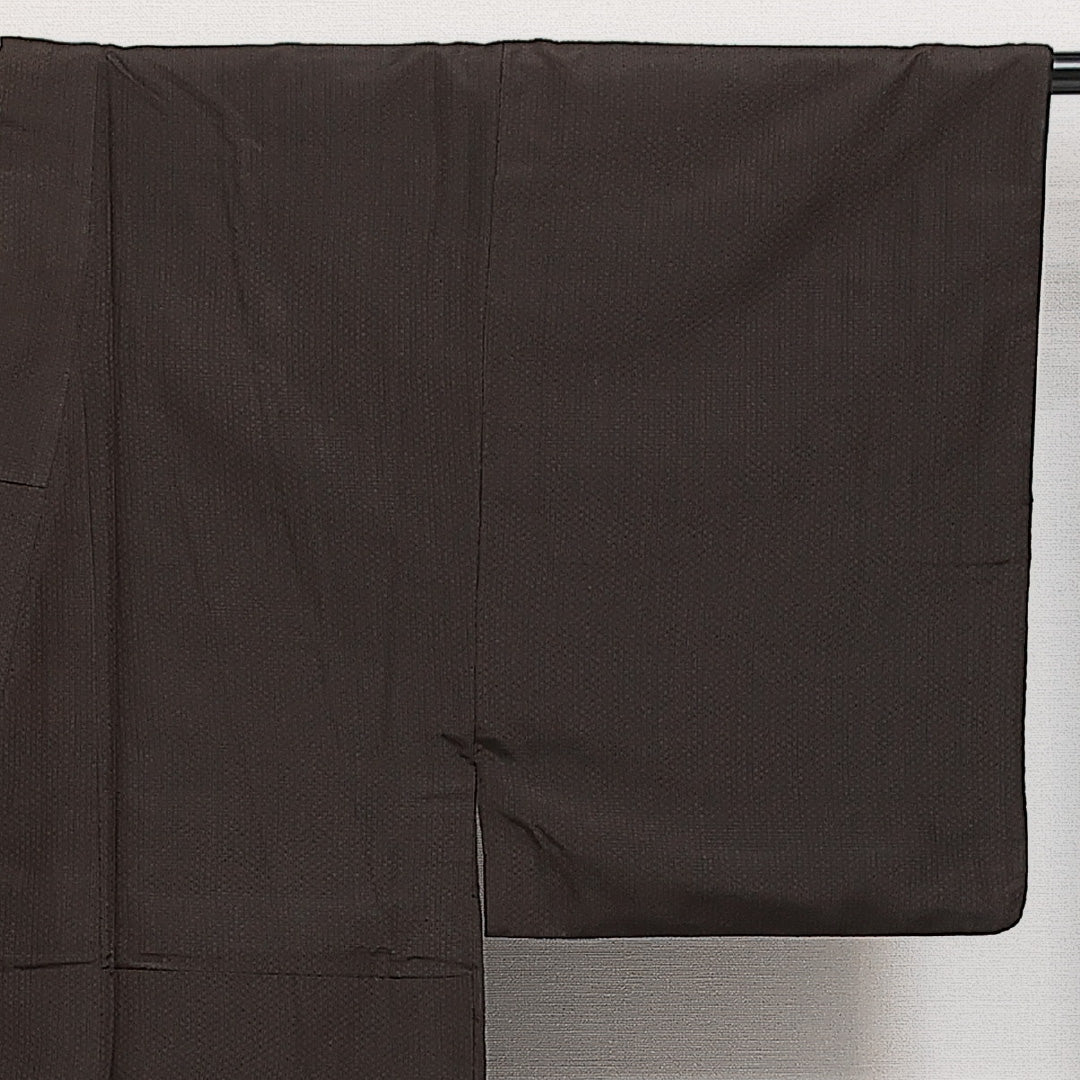 男着物 袷 身丈136cm 裄丈62cm 正絹 Sランク カジュアル 棒衿 Sサイズ 無地 茶系 RP 1224-13991
