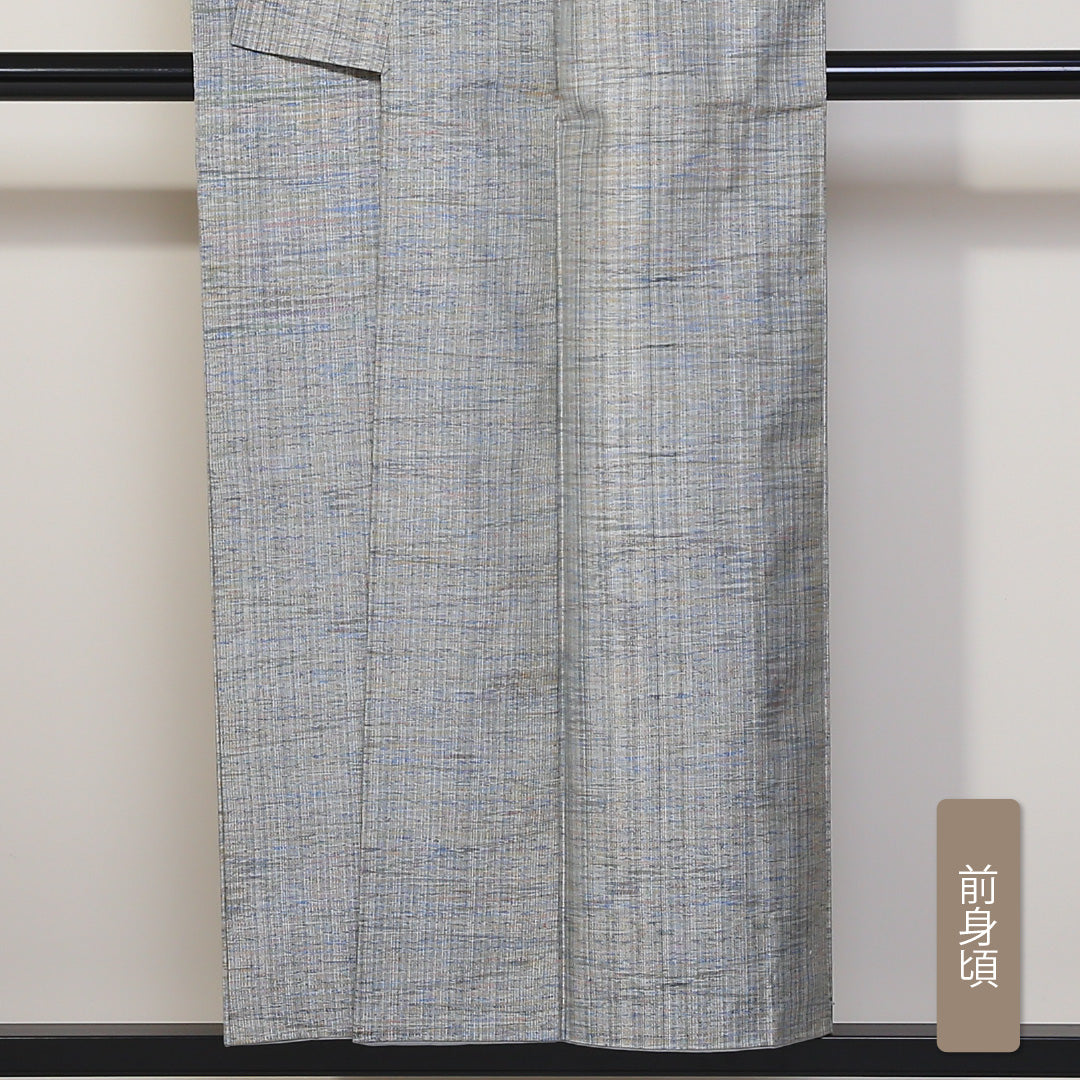 紬 袷 身丈151cm 裄丈63cm 正絹 Aランク カジュアル 広衿 Sサイズ 創作柄 グレー系 HP 1223-03144