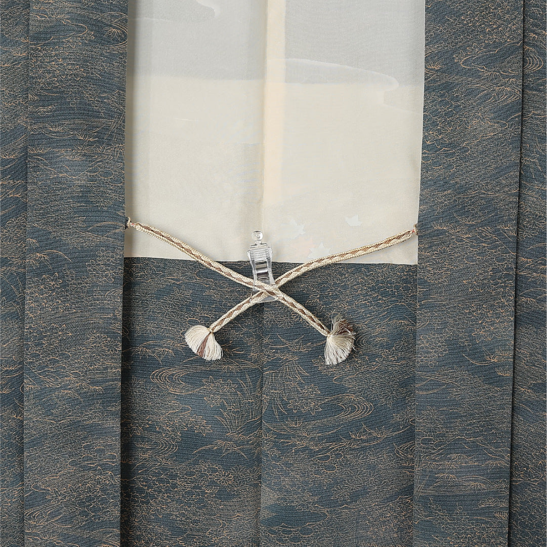 羽織 袷 身丈76cm 裄丈62cm 正絹 Sランク カジュアル Sサイズ 紐あり 八橋 水色系 RP 1232-12718