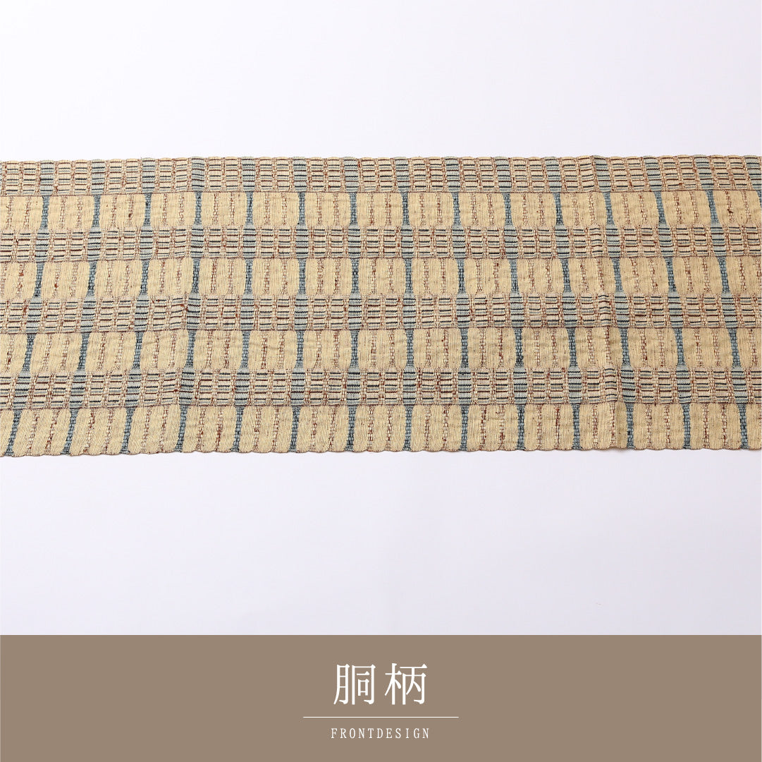 八寸名古屋帯 Sランク 帯丈339cm 正絹 全通 松葉仕立て 織り カジュアル 網代 ベージュ系 RP 1245-02658