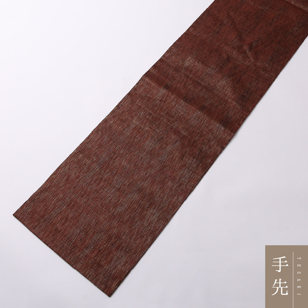 夏物 袋帯 帯丈440cm ポイント柄 カジュアル Sランク 正絹 紬地 夏紬 唐草牡丹 独創的 華やか 茶系 1223-01534