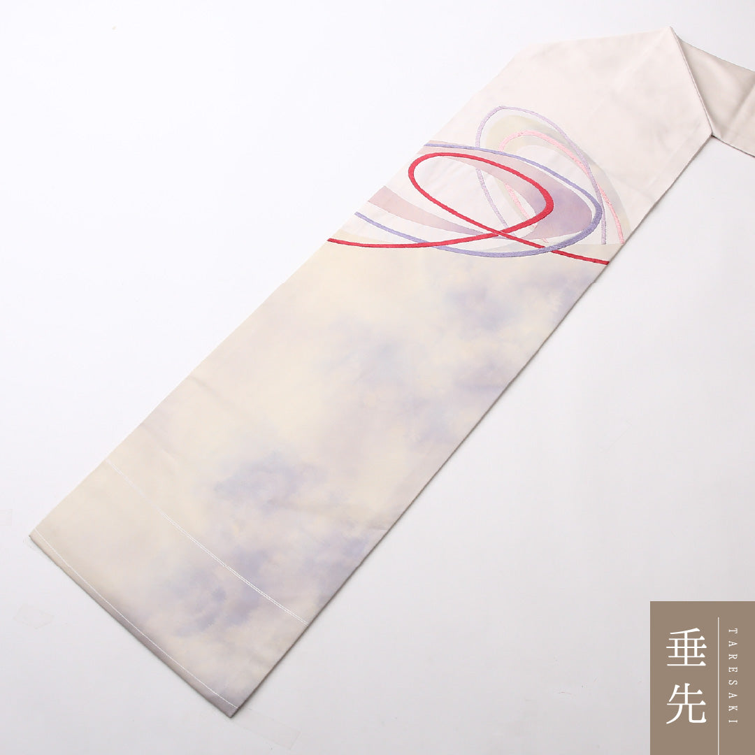 名古屋帯 ポイント柄 帯丈354cm カジュアル Sランク 正絹 引箔 創作 白系 1224-02445