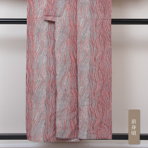 小紋 単衣 身丈155cm 裄64cm ピンク系 墨流し 肩当て 正絹 Sランク 1215012042313