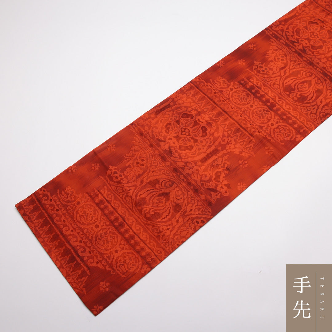 袋帯 帯丈432cm 正絹 全通 インフォーマル 宝相華 朱系 1243-01390
