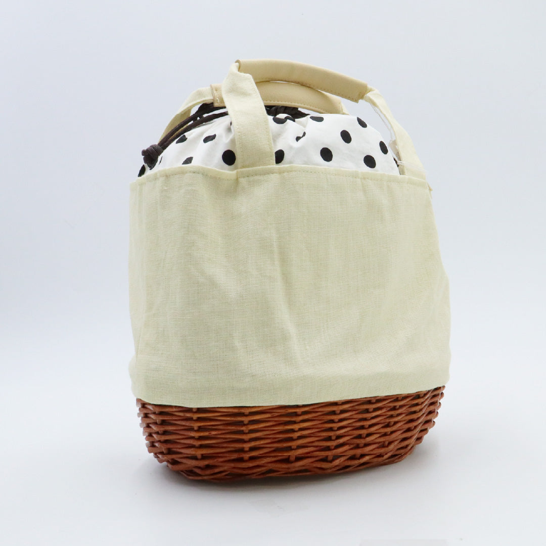 新品 籠バッグ Nランク 麻 木綿 黄系 和装バッグ 1251-00491
