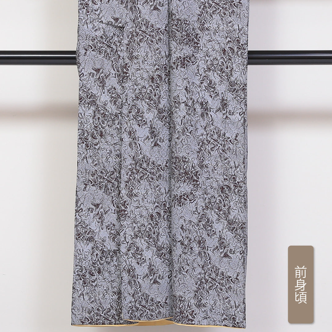 アンティーク 小紋 袷 身丈147cm 裄丈63cm 正絹 Aランク バチ衿 XSサイズ 墨流し グレー系 SR 1221-01732