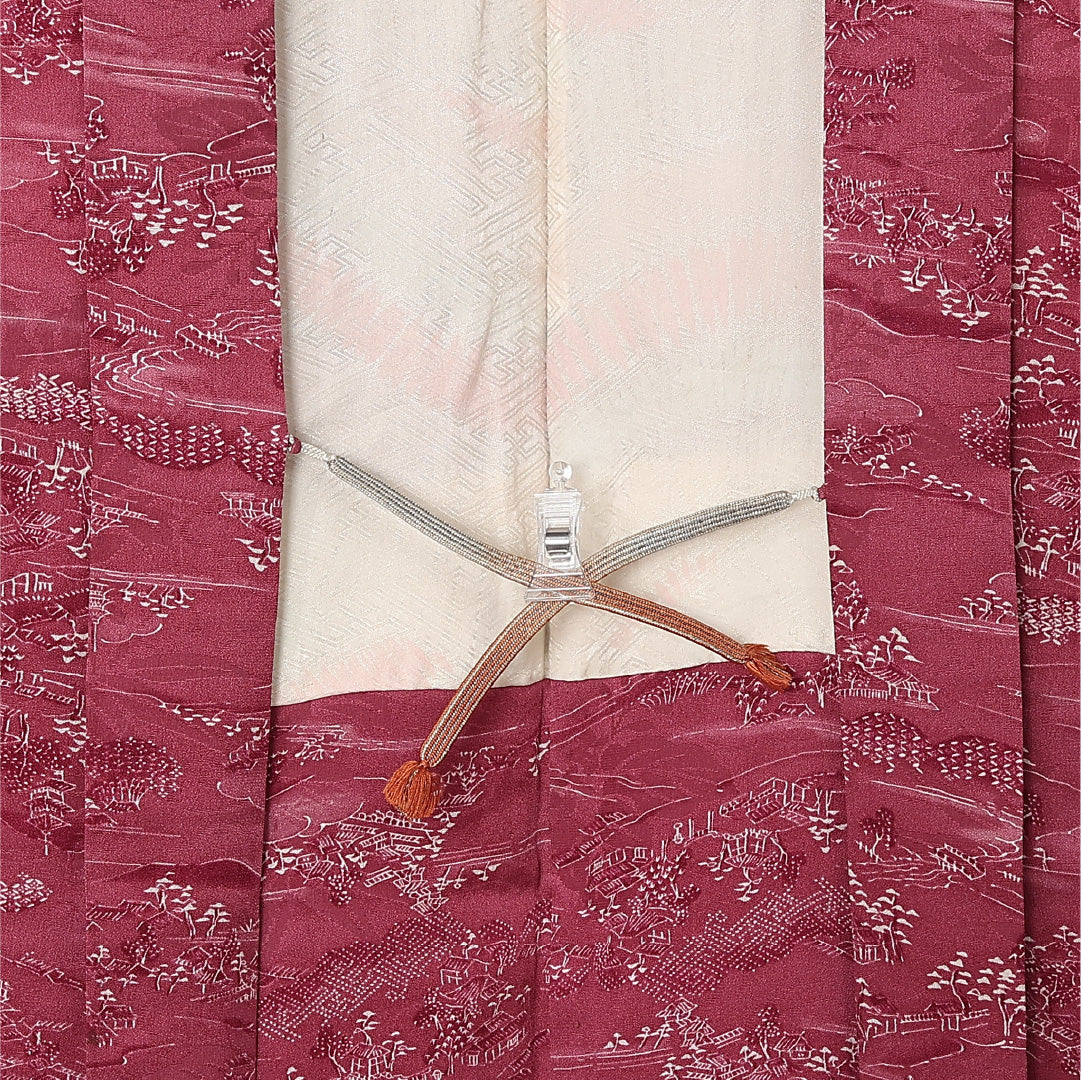 羽織 袷 身丈83cm 裄丈64cm 正絹 Cランク カジュアル Mサイズ 紐あり 茶屋辻 ピンク系 HP 1232-12804