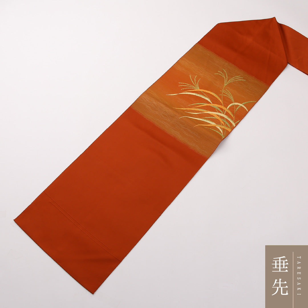 名古屋帯 ポイント柄 帯丈342cm カジュアル Sランク 正絹 薄 朱系 1224-02230