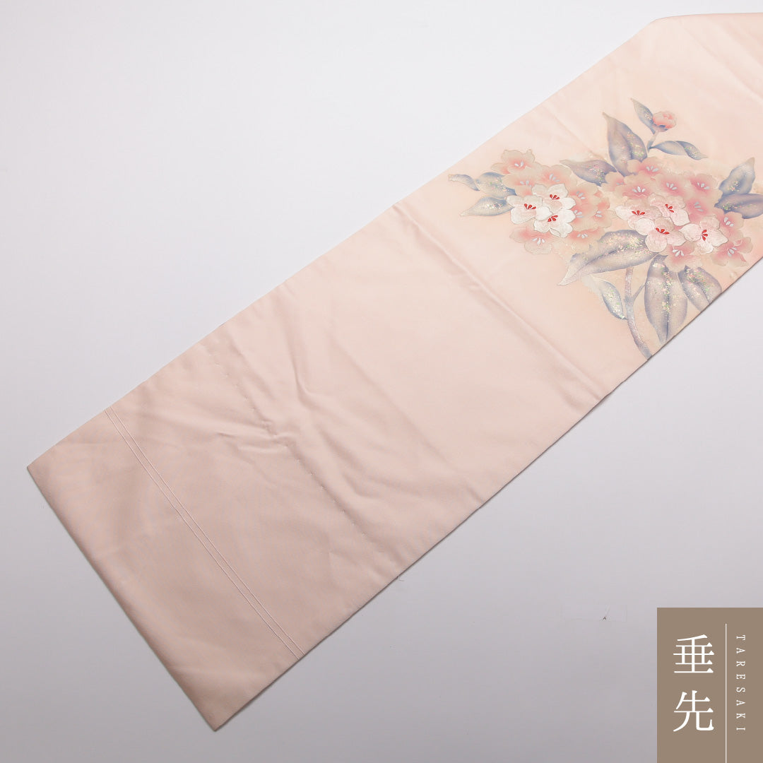 九寸名古屋帯 Aランク 帯丈364cm 正絹 ポイント柄 名古屋仕立て 織り セミフォーマル 芙蓉 ピンク系 RP 1245-01782