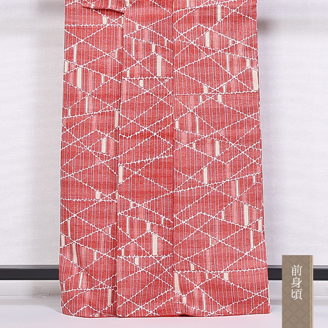 小紋 身丈162.5cm 裄丈63cm Aランク 袷 正絹 広衿 レトロ 1215-10155