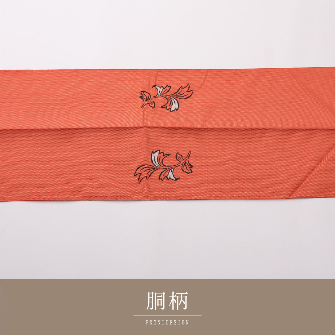 名古屋帯 六通 帯丈359cm カジュアル Cランク 正絹 唐華 朱系 1224-02365