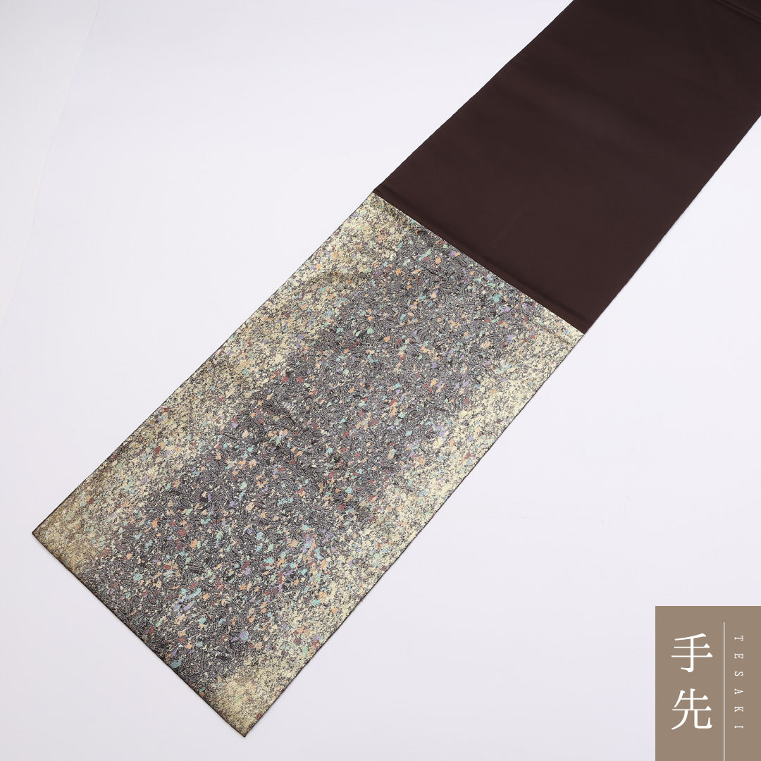 袋帯 帯丈432cm 正絹 六通 セミフォーマル 砂子 銀系 1243-00891