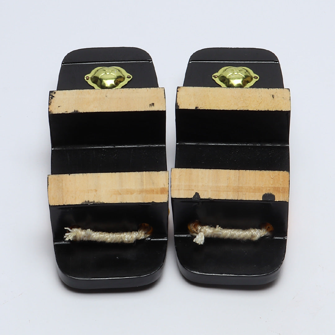 未使用品 夏物 下駄 カジュアル 木製 Sランク 和装小物 黒系 1244-00698