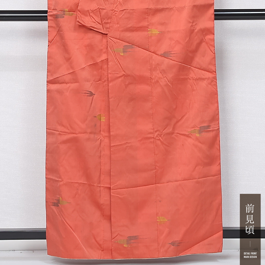 小紋 袷 身丈158cm 裄丈63cm 正絹 Bランク インフォーマル 広衿 Mサイズ 燕 朱系 GP 1221-11933