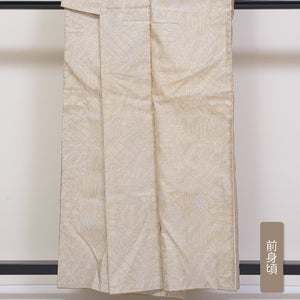 小紋 袷 身丈159cm 裄65.5cm クリーム系 型染め 正絹 Aランク 1215-01775-3315