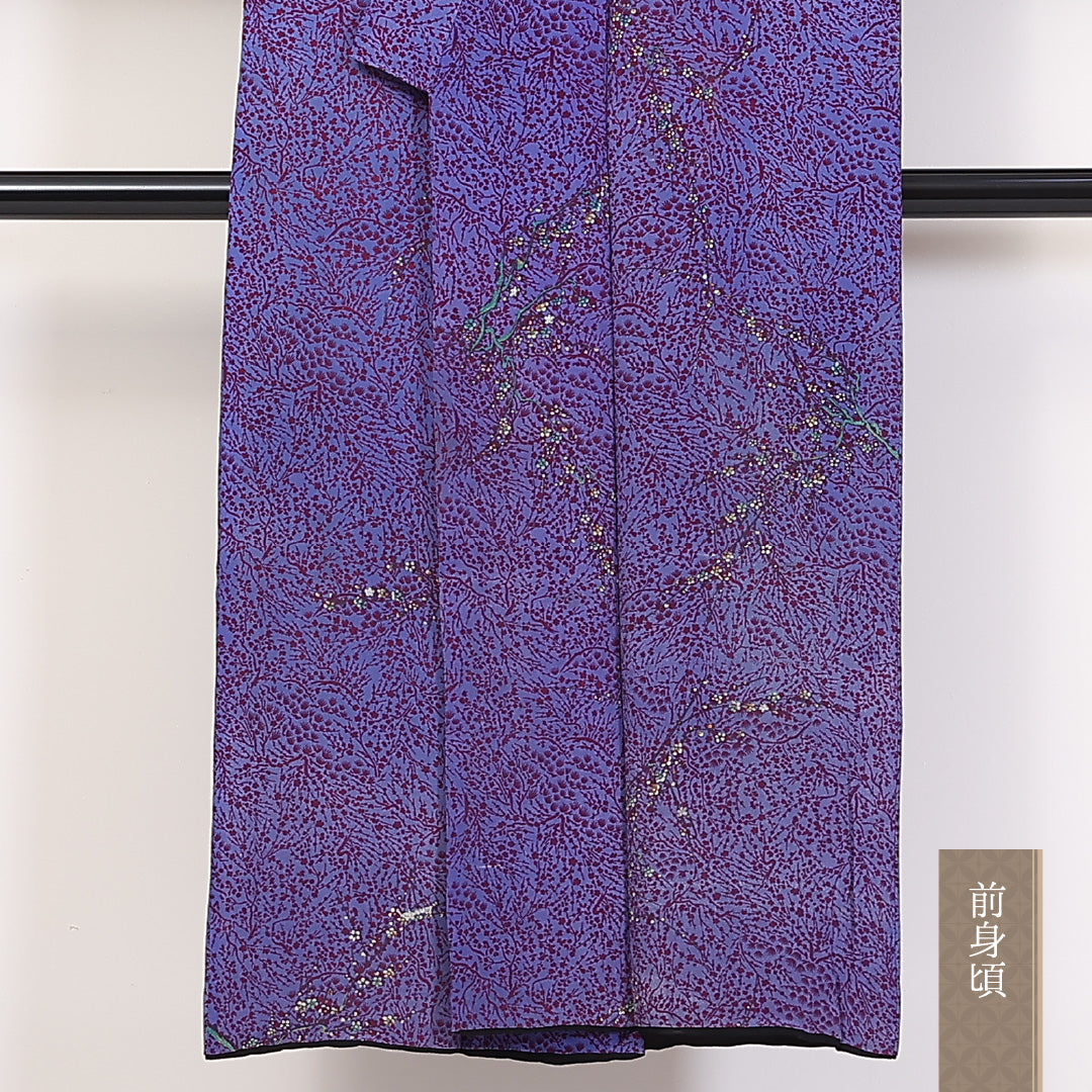 アンティーク 小紋 袷 身丈144cm 裄62.5cm 正絹 紫系 Cランク 1215-02302