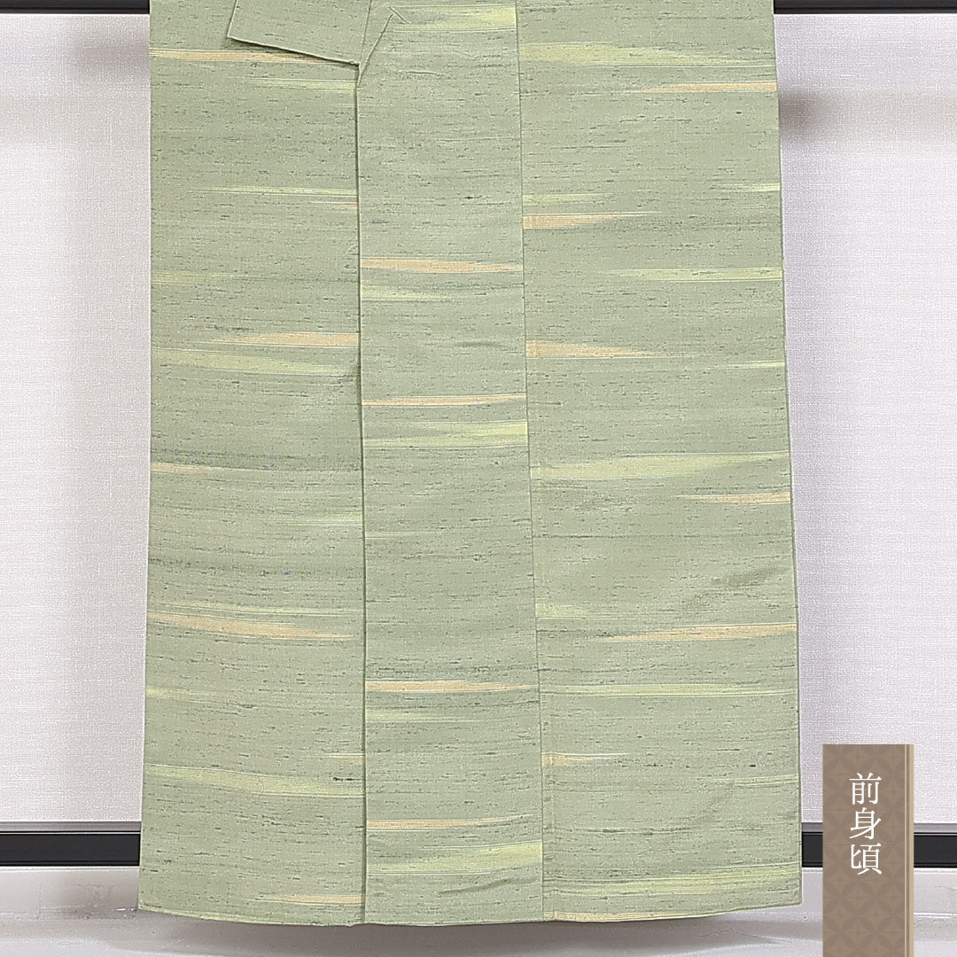 牛首紬 身丈158cm 裄丈60.5cm Aランク 袷 正絹 広衿 しつけ糸 1216-10109