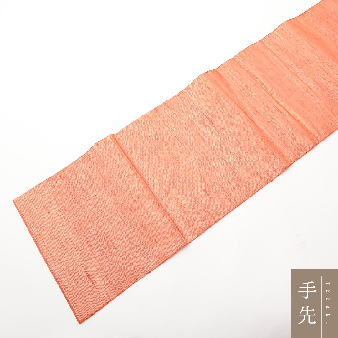 袋帯（紬） 帯丈440cm 正絹 ポイント柄 カジュアル すくい織 丸文 朱系 1243-01465