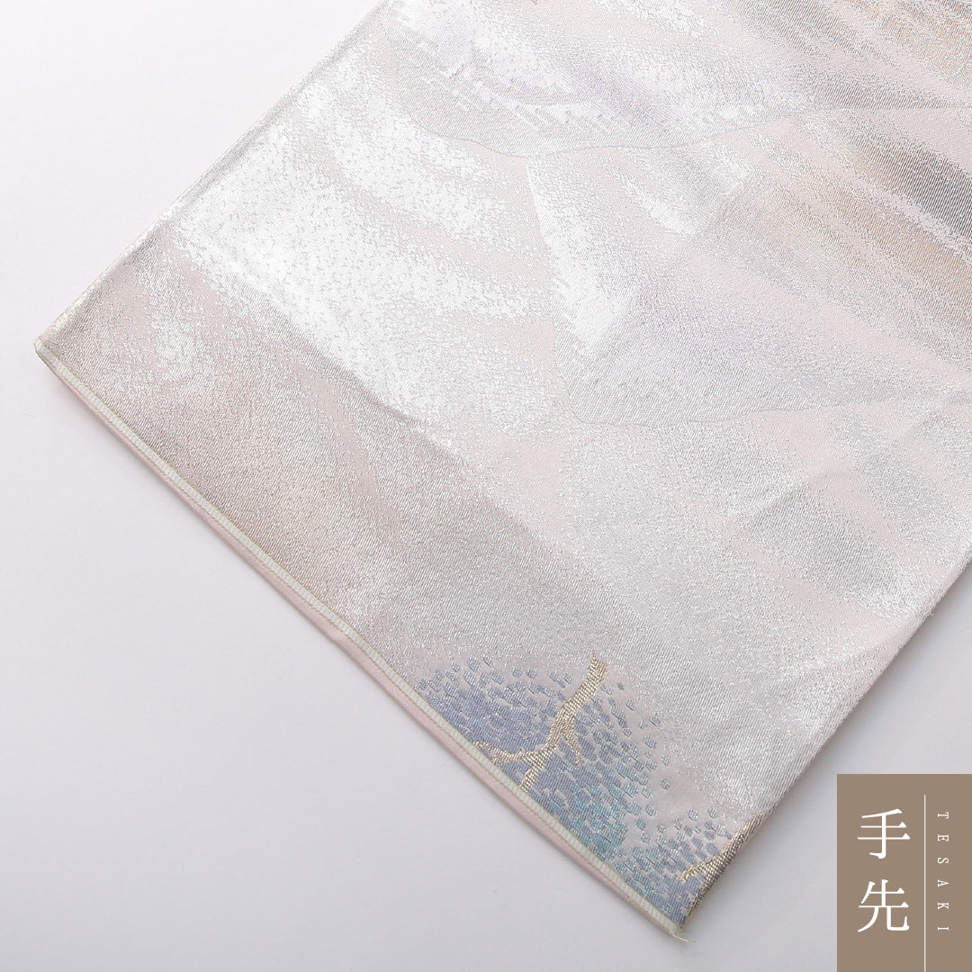 袋帯 帯丈420cm セミフォーマル 六通 Aランク 正絹 山 紫系 1223-02156