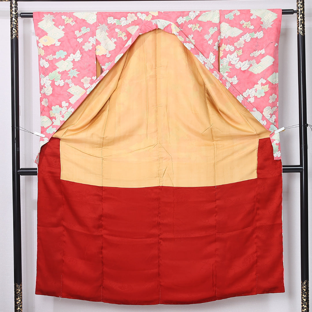 小振袖 身丈150cm 裄丈60.5cm Aランク 正絹 袷 バチ衿 S 桜 セミフォーマル 古典的 可愛らしい ピンク系 1213-F0468