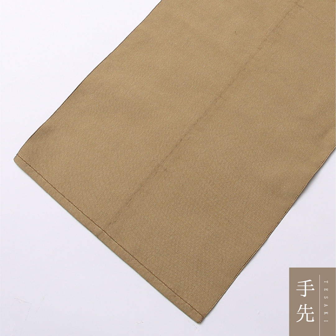 八寸名古屋帯 Cランク 帯丈380cm 正絹 ポイント柄 開き仕立て 織り カジュアル 桐 ベージュ系 RP 1245-02716