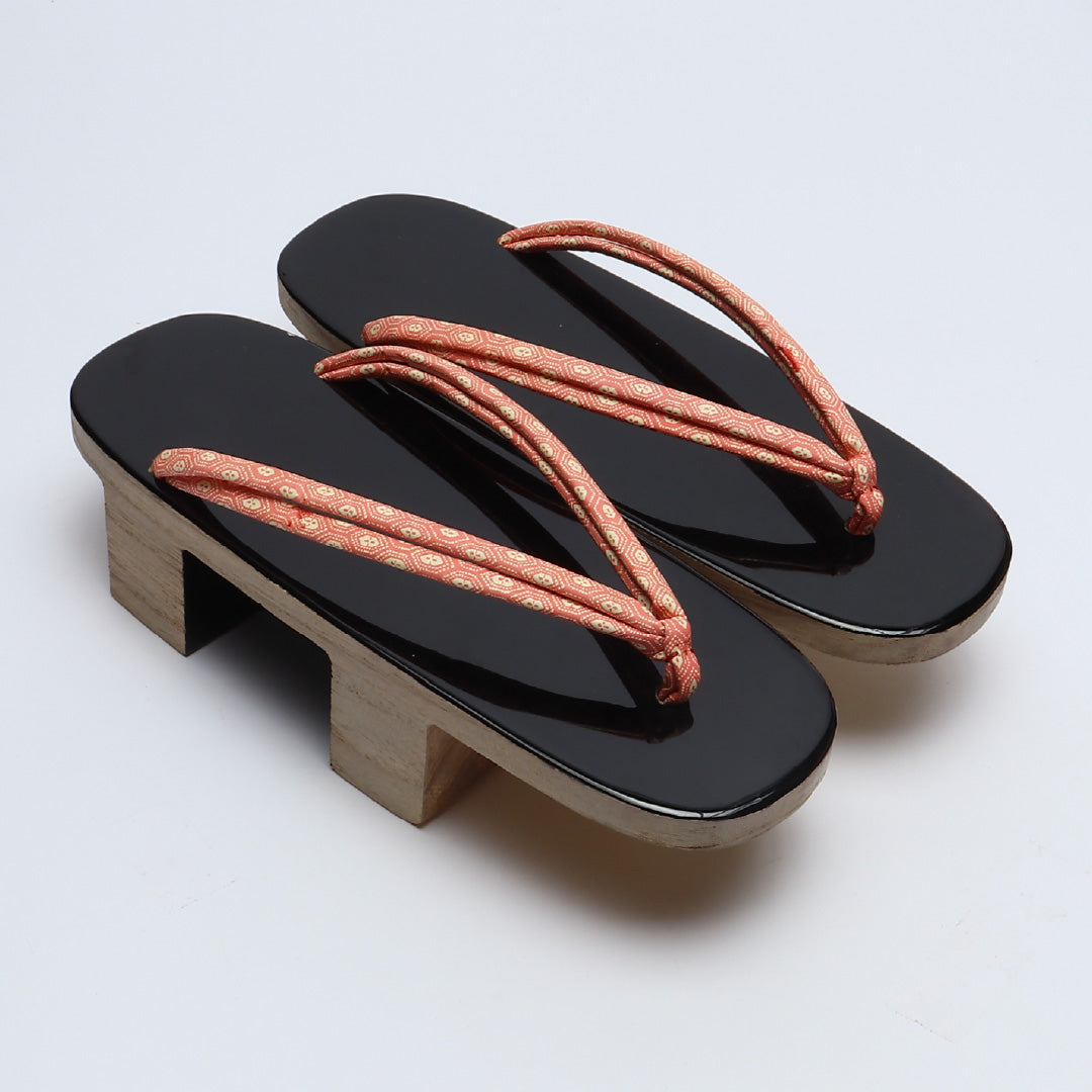 未使用品 夏物 下駄 カジュアル 木製 本革 Aランク 和装小物 黒系 1244-00692