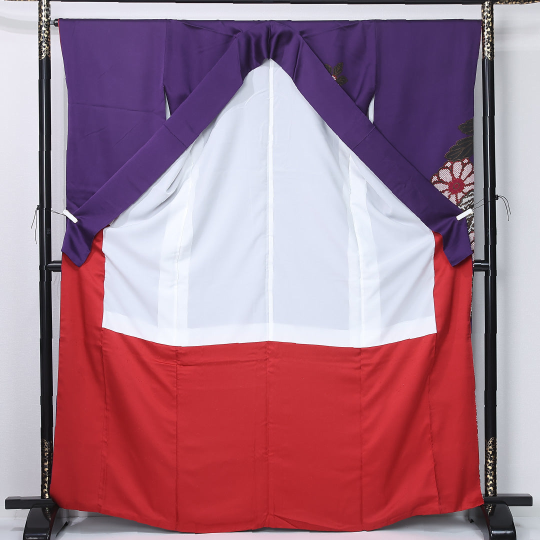 振袖 身丈167cm 裄丈67cm Sランク 正絹 袷 広衿 XL 菊 フォーマル シック 気品 紫系 1213-F0482