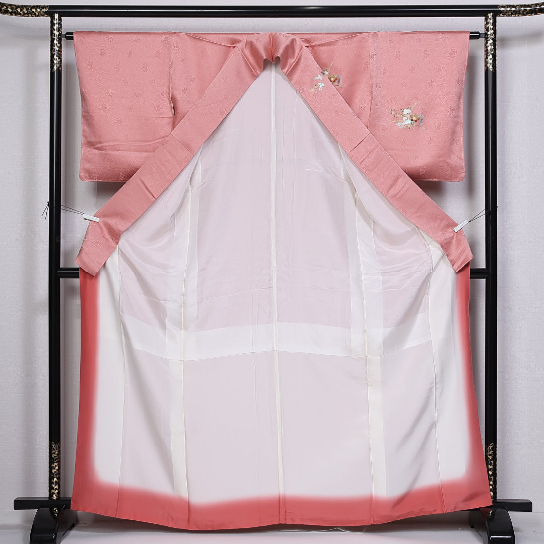 訪問着 身丈164cm 裄丈62.5cm 正絹 Sランク 袷 広衿 蝶 橘 菊 紋意匠 金彩 1212-10364