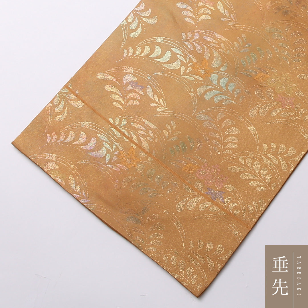九寸名古屋帯 Sランク 帯丈357cm 正絹 ポイント柄 名古屋仕立て 織り セミフォーマル 杜若 朱系 LP 1245-02697