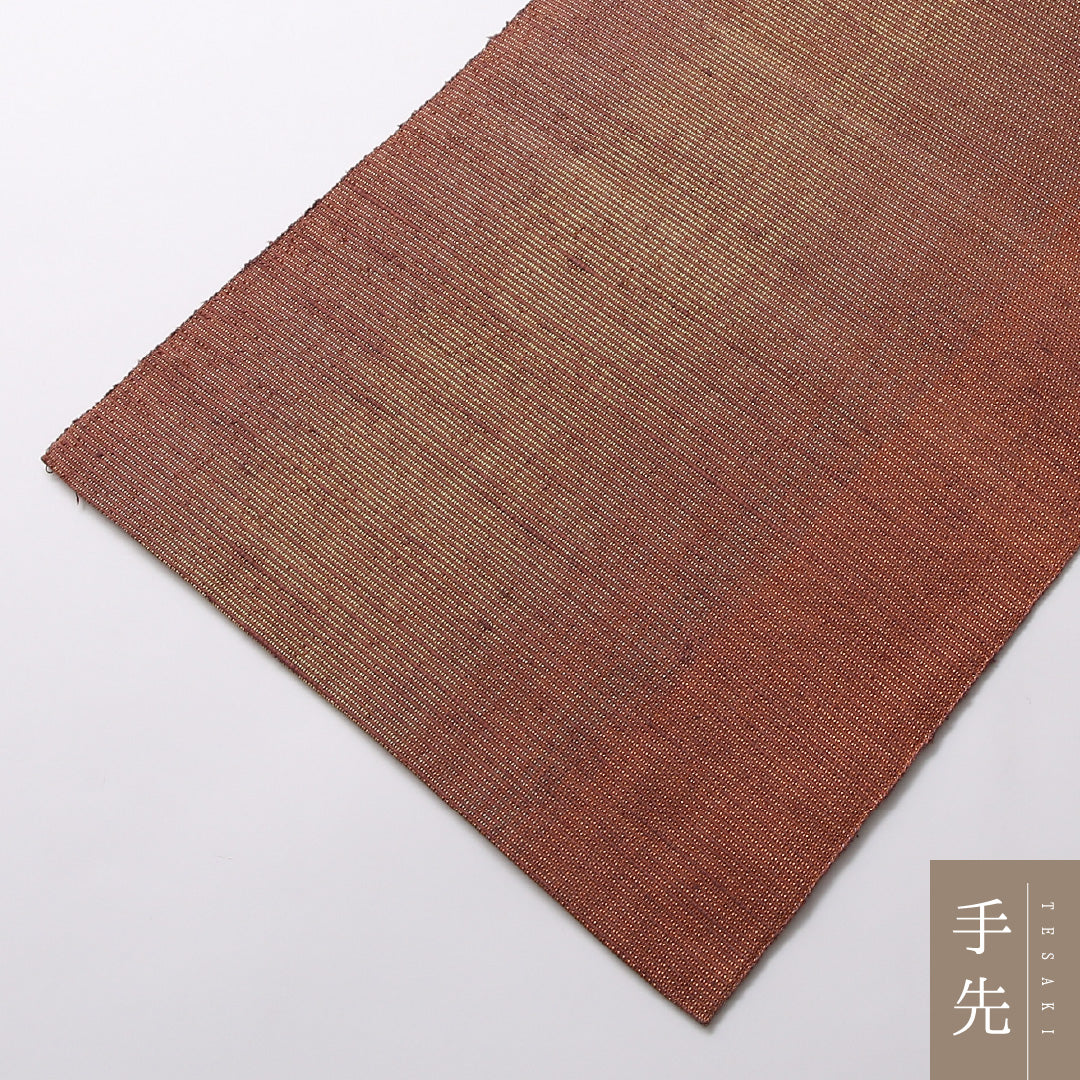 袋帯 帯丈468cm 全通 未仕立て カジュアル Sランク 正絹 紬地 創作柄 金糸 モダン 淡い ピンク系 1223-01699