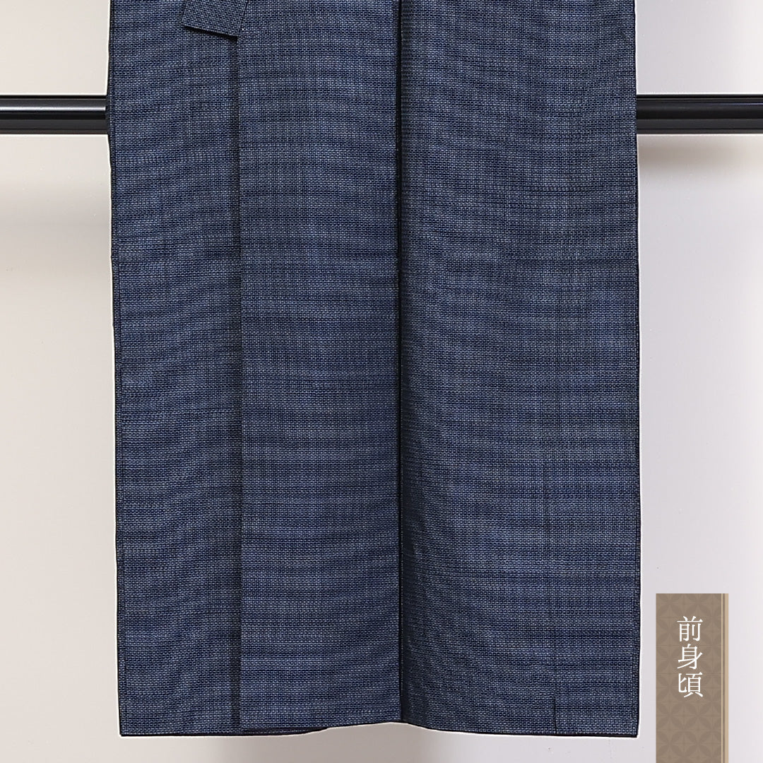 アンサンブル 男着物 (本場大島紬) 袷 身丈137cm 裄丈65cm 正絹 Sランク インフォーマル 棒衿 Sサイズ 証紙 亀甲 青系 PO 1224-06238