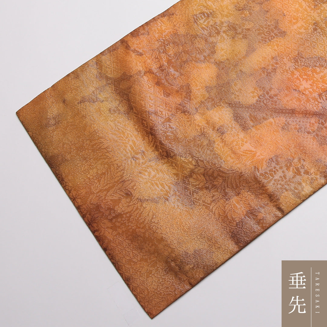 未使用品 九寸名古屋帯 Nランク 帯丈360cm 正絹 全通 名古屋仕立て 織り インフォーマル しつけ糸 更紗 朱系 GP 1245-01860