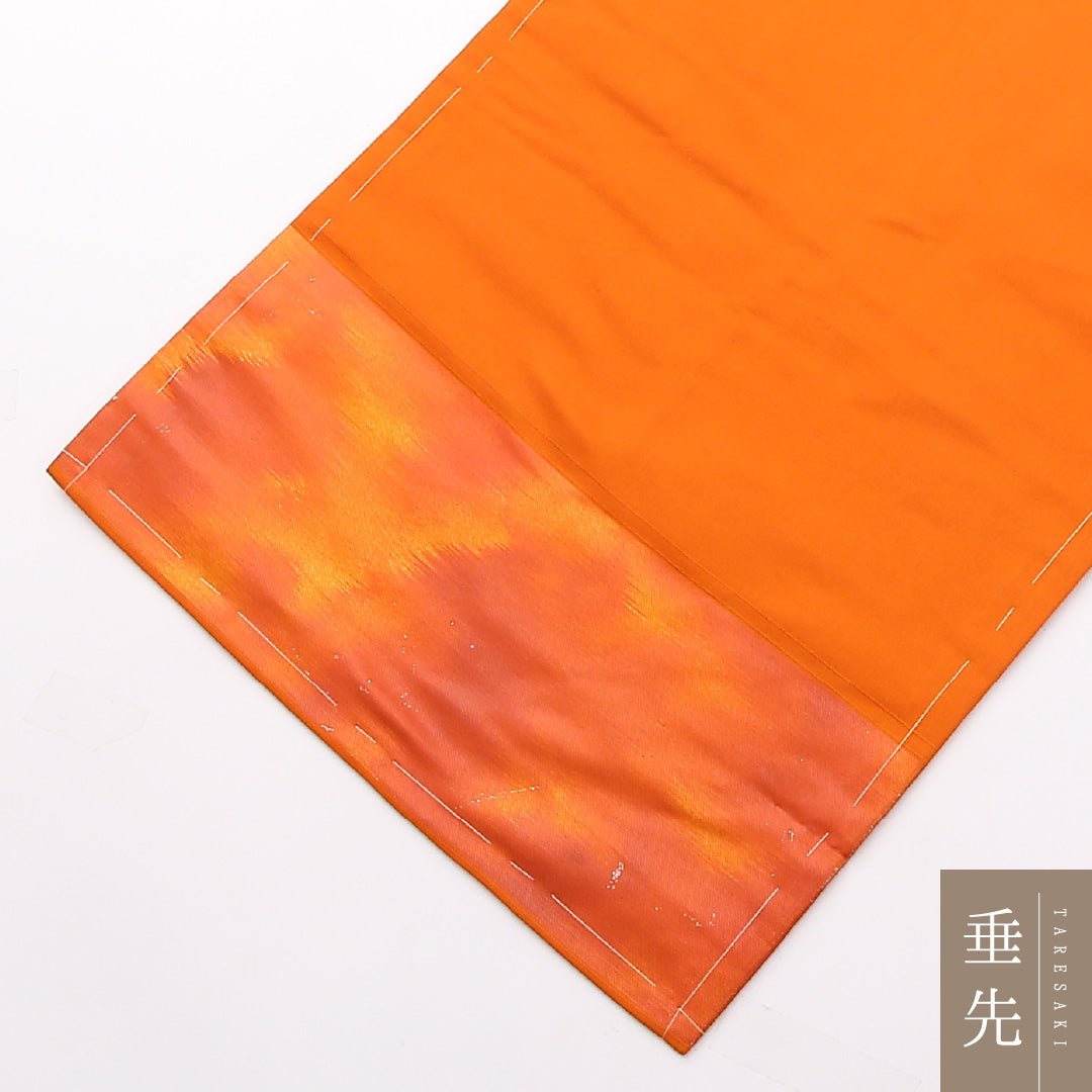 名古屋帯 ポイント柄 帯丈353cm カジュアル Sランク 正絹 ヱ霞 花柄 朱系 1224-02407