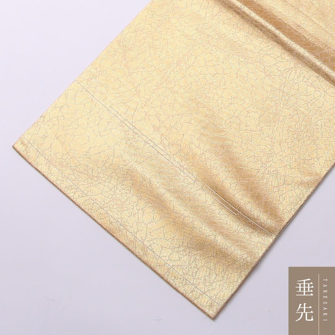 名古屋帯 ポイント柄 帯丈354cm セミフォーマル Bランク 正絹 組紐 金系 1224-02588