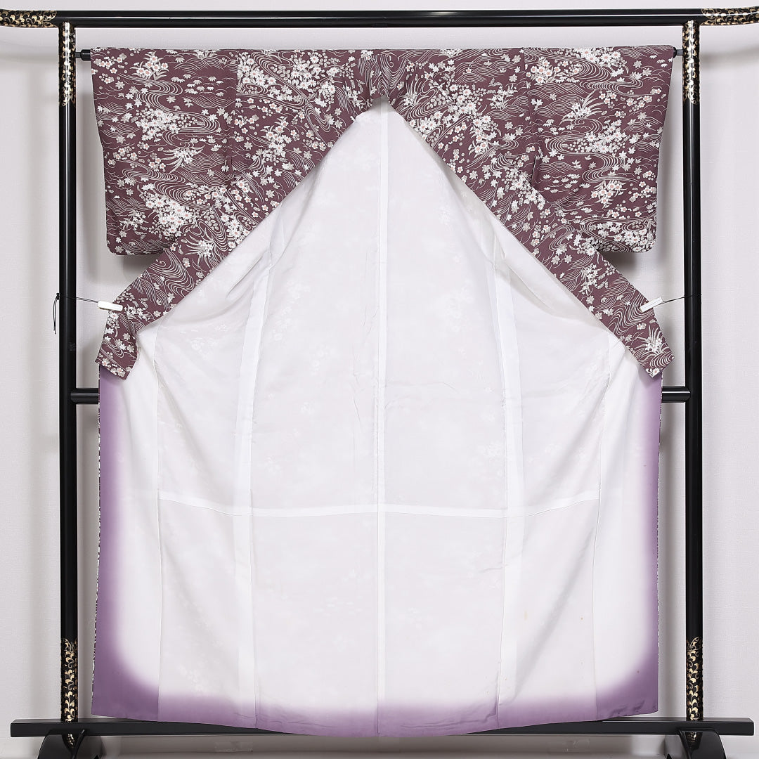 小紋 身丈161cm 裄丈64cm Aランク 袷 洗える着物 ポリエステル 広衿 1215-10027