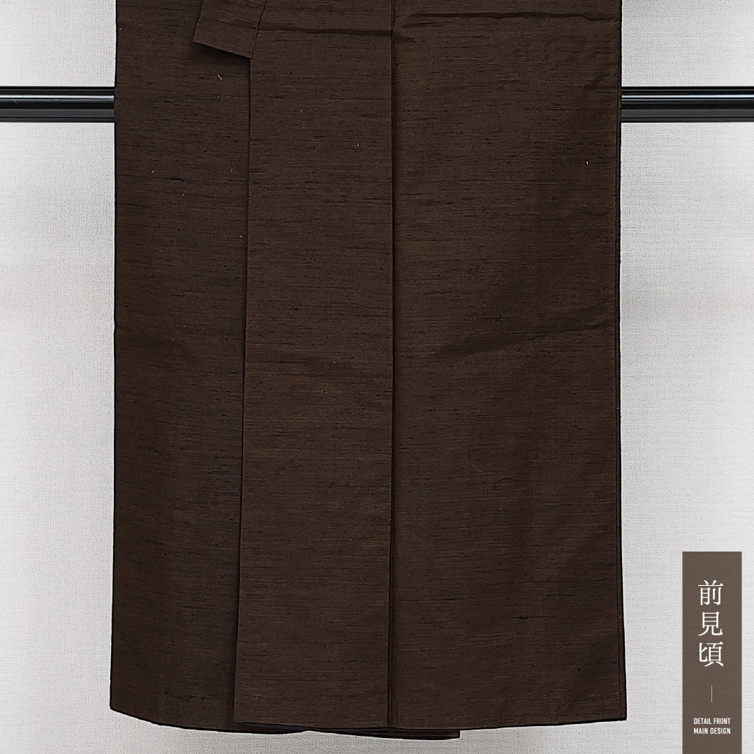 男着物 袷 身丈141cm 裄丈66cm 正絹 Sランク カジュアル 棒衿 Mサイズ 吉祥文様 絞り柄 茶系 RP 1224-14585
