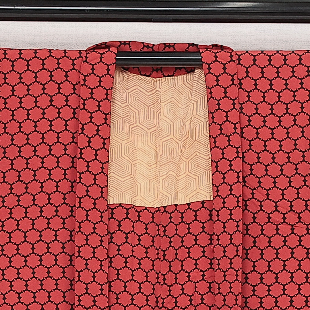 羽織 袷 身丈80cm 裄丈65cm 正絹 Sランク カジュアル Mサイズ 花柄 赤系 RP 1232-13865