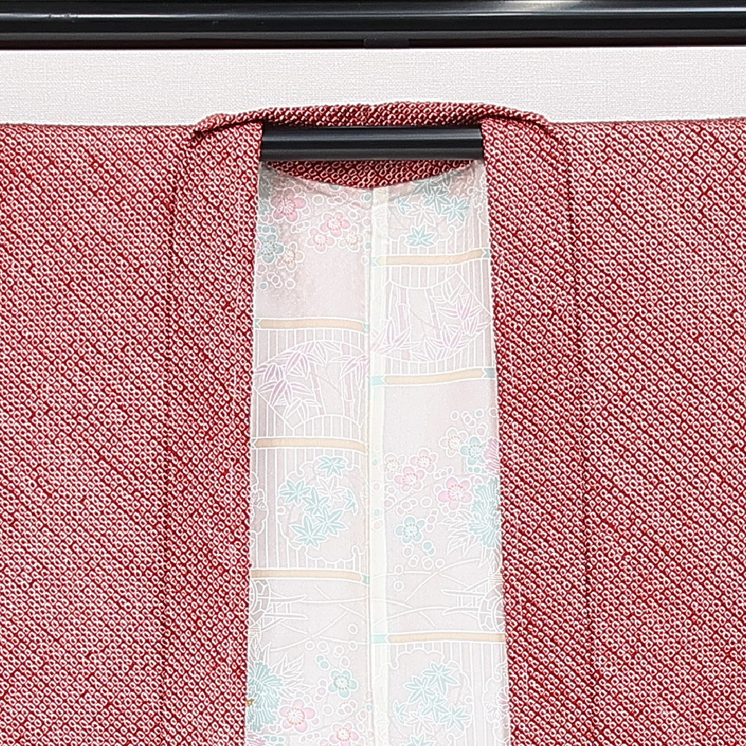 絵羽羽織 袷 身丈81cm 裄丈64cm 正絹 Sランク インフォーマル Mサイズ 花柄 赤系 RP 1234-14654