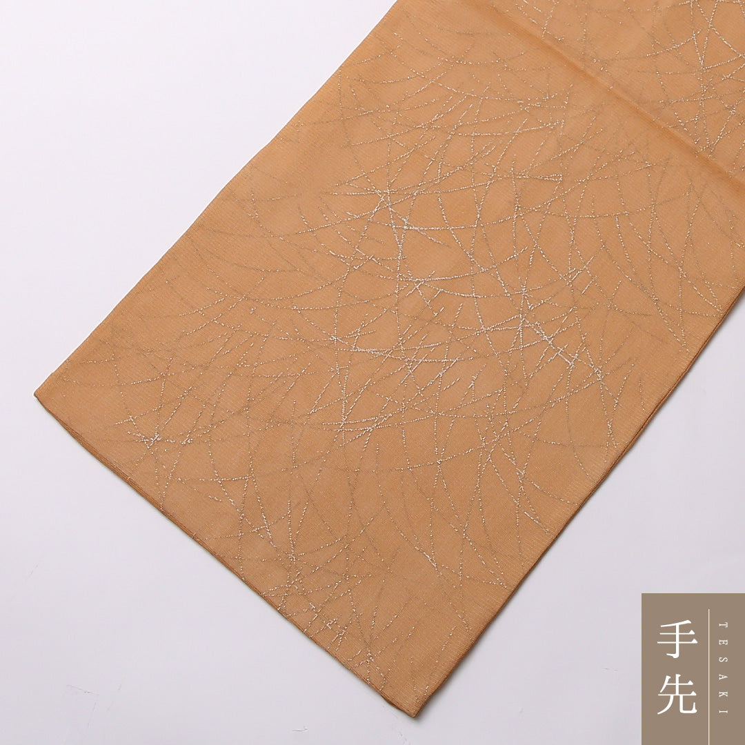 夏物 袋帯 帯丈464cm 正絹 ポイント柄 インフォーマル 琳派 丸文 杜若 椿 朱系 1243-01552