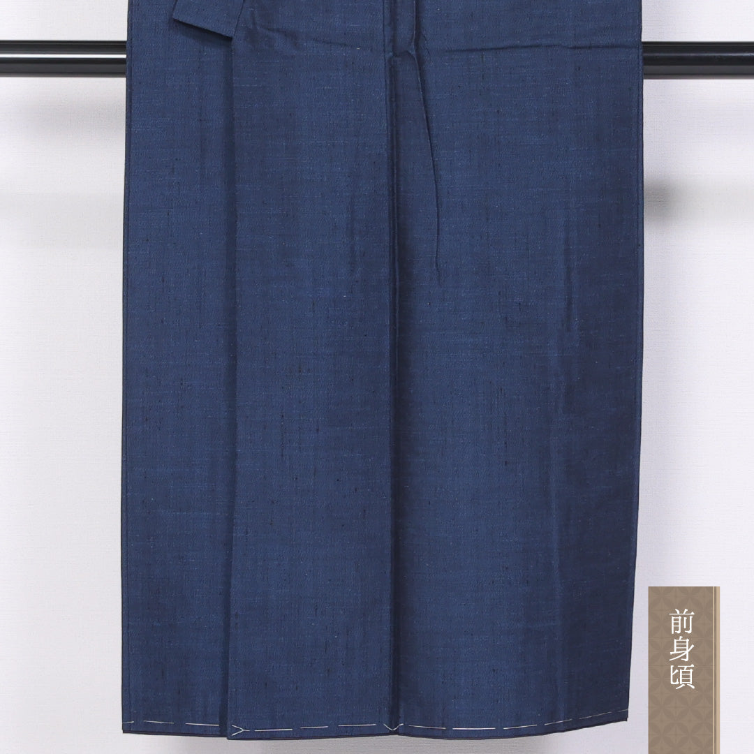 アンサンブル 男着物 袷 身丈142cm 裄丈68cm 正絹 Aランク カジュアル バチ衿 Mサイズ 風景柄 紺系 RP 1224-06287