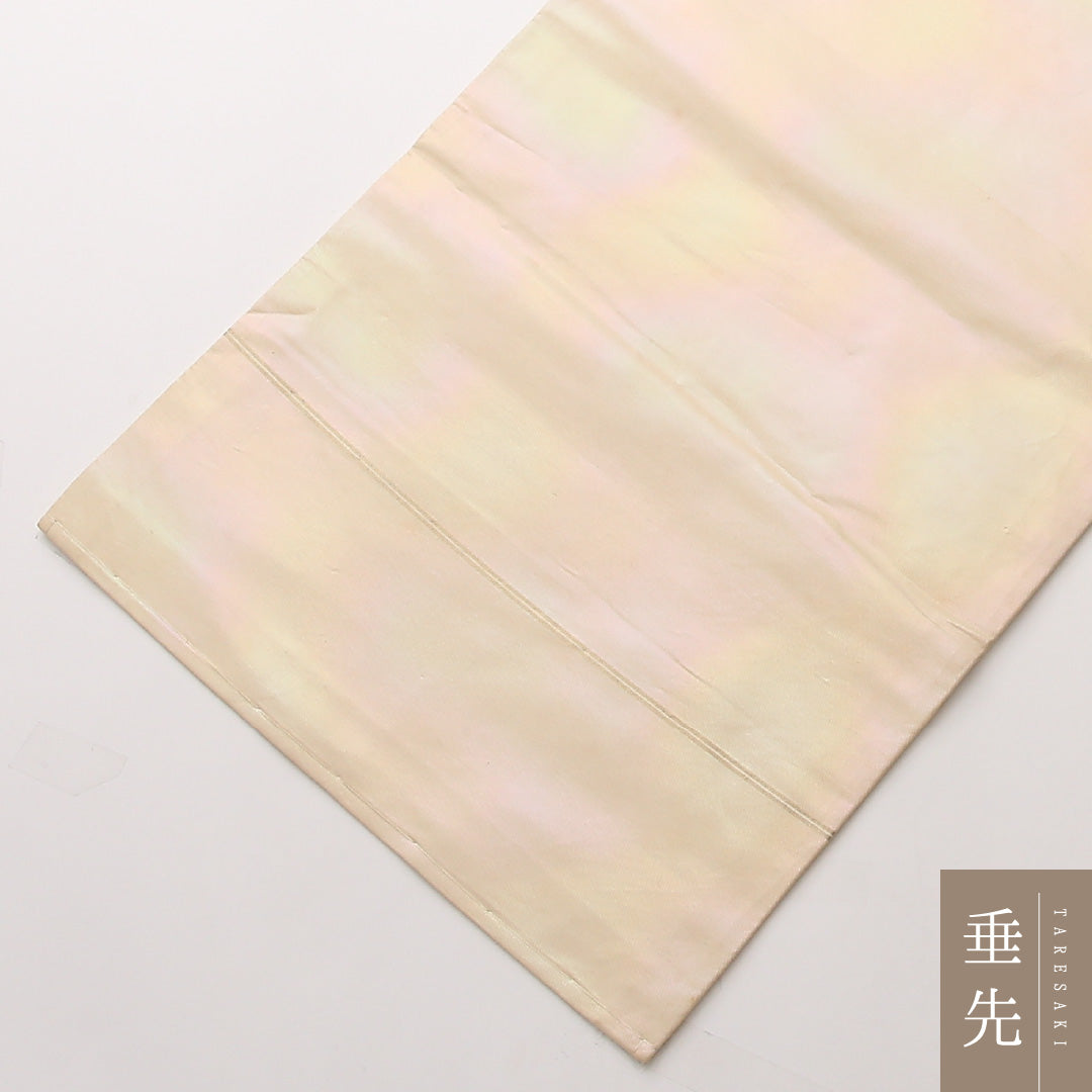 九寸名古屋帯 Cランク 帯丈352cm 正絹 六通 名古屋仕立て 織り セミフォーマル 鼓 クリーム系 RP 1245-02425